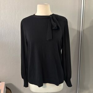 Cece Black Sweater with Bow on Collar